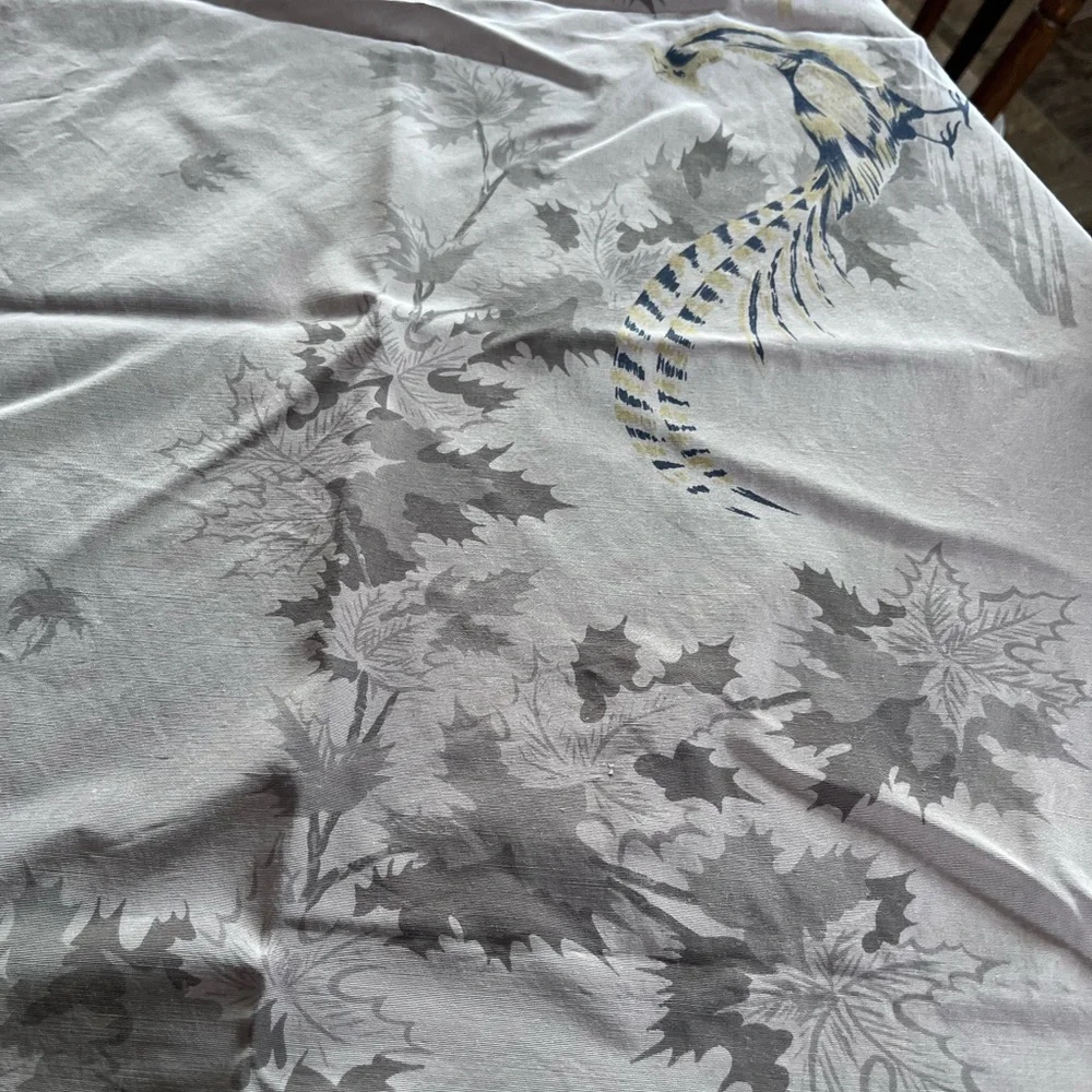 Vintage California hand prints Elegant Gray and Blue Tablecloth